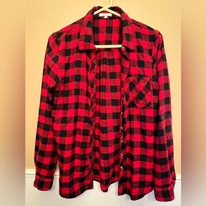 Maurices Red and Black Plaid Flannel Shirt